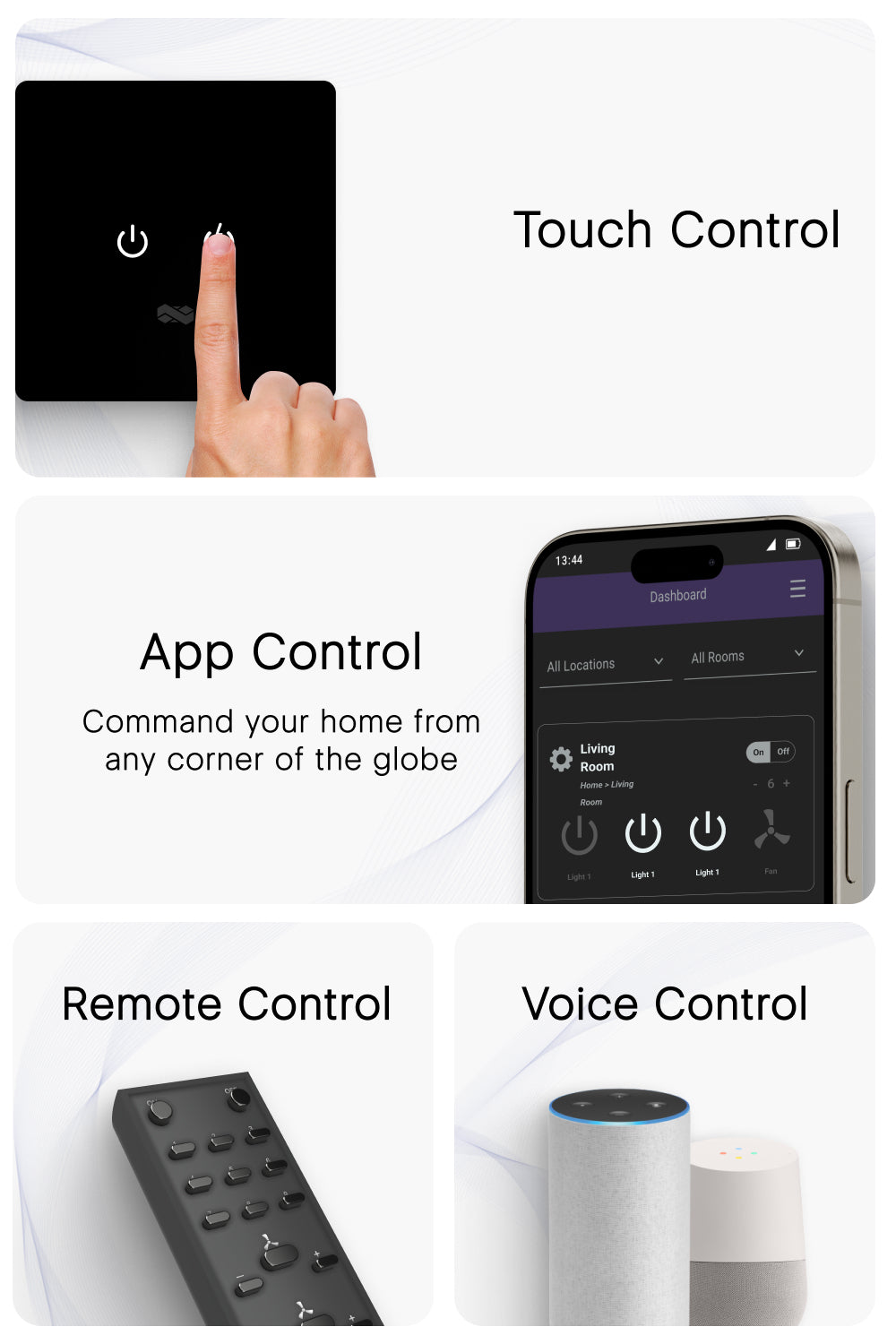 2 Gang IR Remote & Wi-Fi Touch Switch