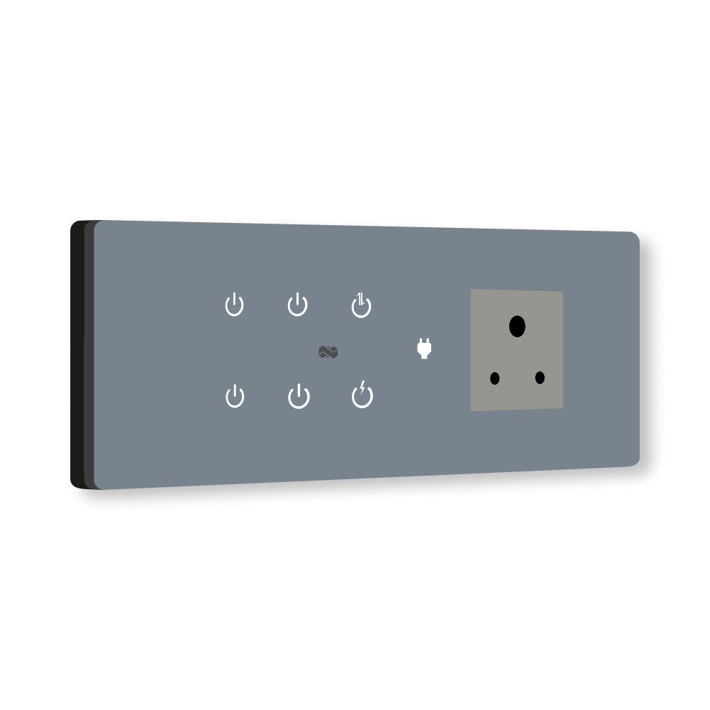 8 Gang (6 Switch + 1 Plug) IR Remote & Wi-Fi Touch Switch