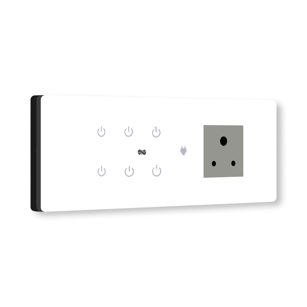 8 Gang (6 Switch + 1 Plug) IR Remote & Wi-Fi Touch Switch