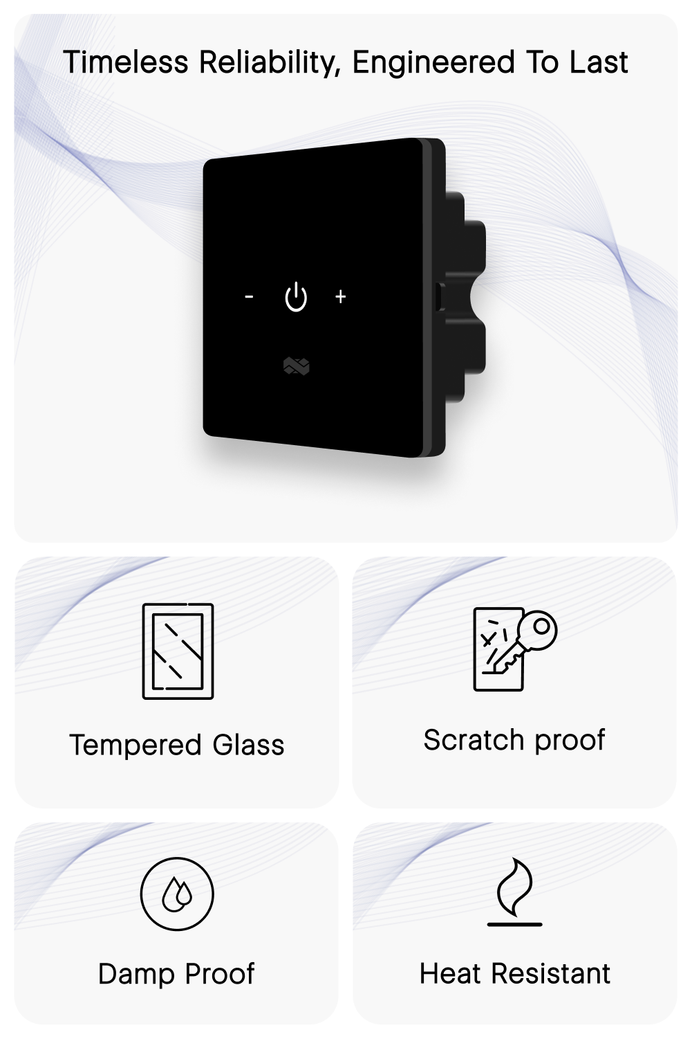 1 Gang (1 Dimmer) IR Remote & Wi-Fi Touch Switch