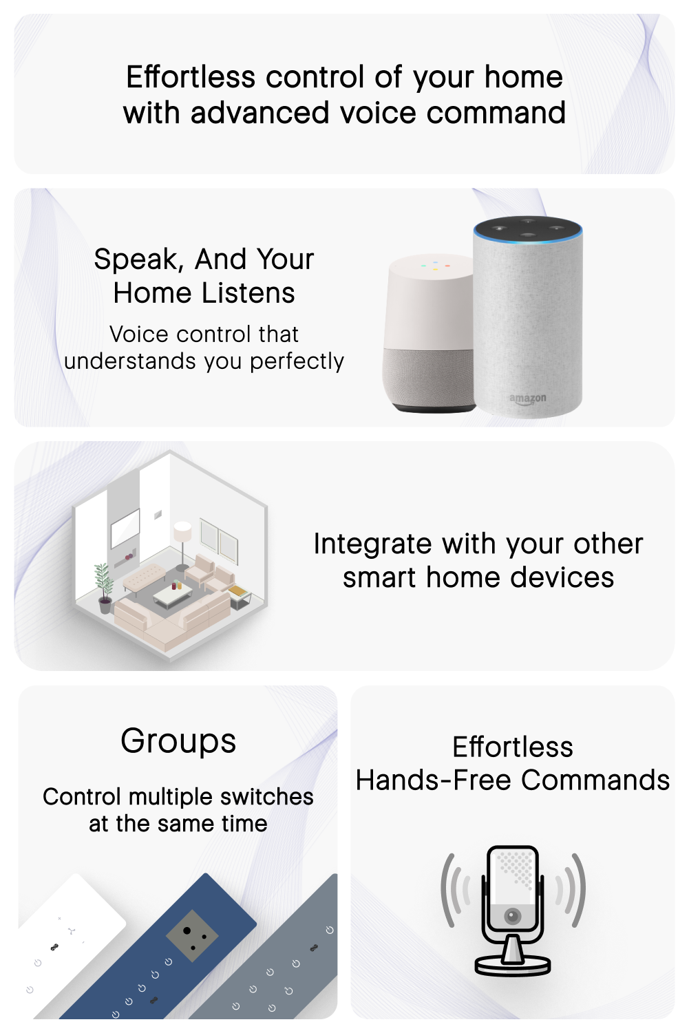 2 Gang (4 Switch) IR Remote & Wi-Fi Touch Switch