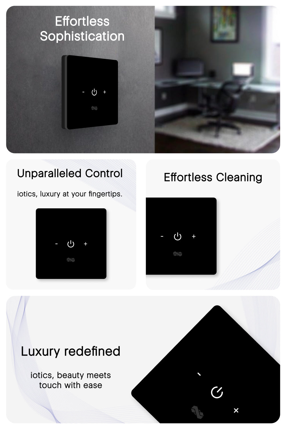 1 Gang (1 Dimmer) IR Remote & Wi-Fi Touch Switch