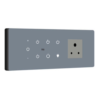 8 Gang (5 Switch + 1 Dimmer + 1 Plug) IR Remote & Wi-Fi Touch Switch