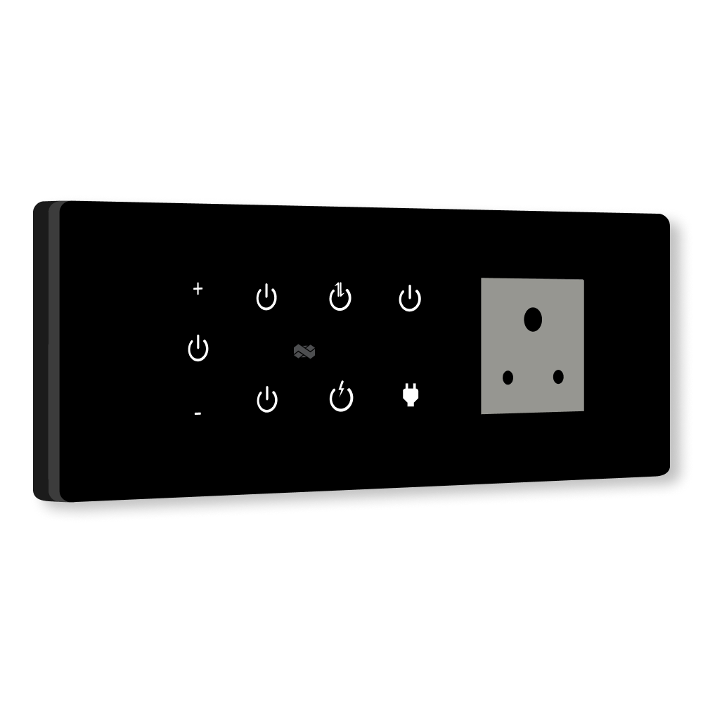 8 Gang (5 Switch + 1 Dimmer + 1 Plug) IR Remote & Wi-Fi Touch Switch
