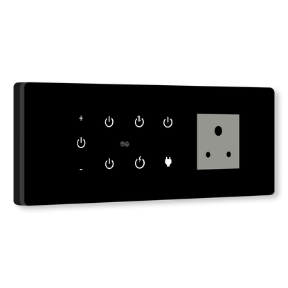 8 Gang (5 Switch + 1 Dimmer + 1 Plug) IR Remote & Wi-Fi Touch Switch