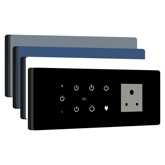8 Gang (5 Switch + 1 Dimmer + 1 Plug) IR Remote & Wi-Fi Touch Switch