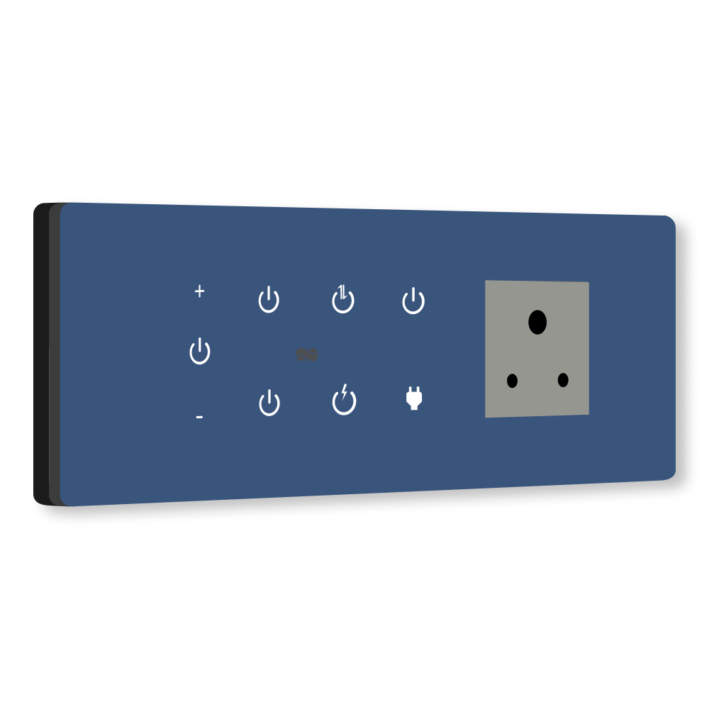 8 Gang (5 Switch + 1 Dimmer + 1 Plug) IR Remote & Wi-Fi Touch Switch