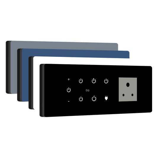 8 Gang (5 Switch + 1 Dimmer + 1 Plug) IR Remote & Wi-Fi Touch Switch