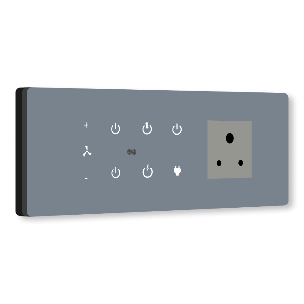8 Gang (5 Switch + 1 Fan + 1 Plug) IR Remote & Wi-Fi Touch Switch