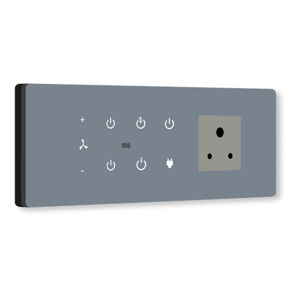 8 Gang (5 Switch + 1 Fan + 1 Plug) IR Remote & Wi-Fi Touch Switch