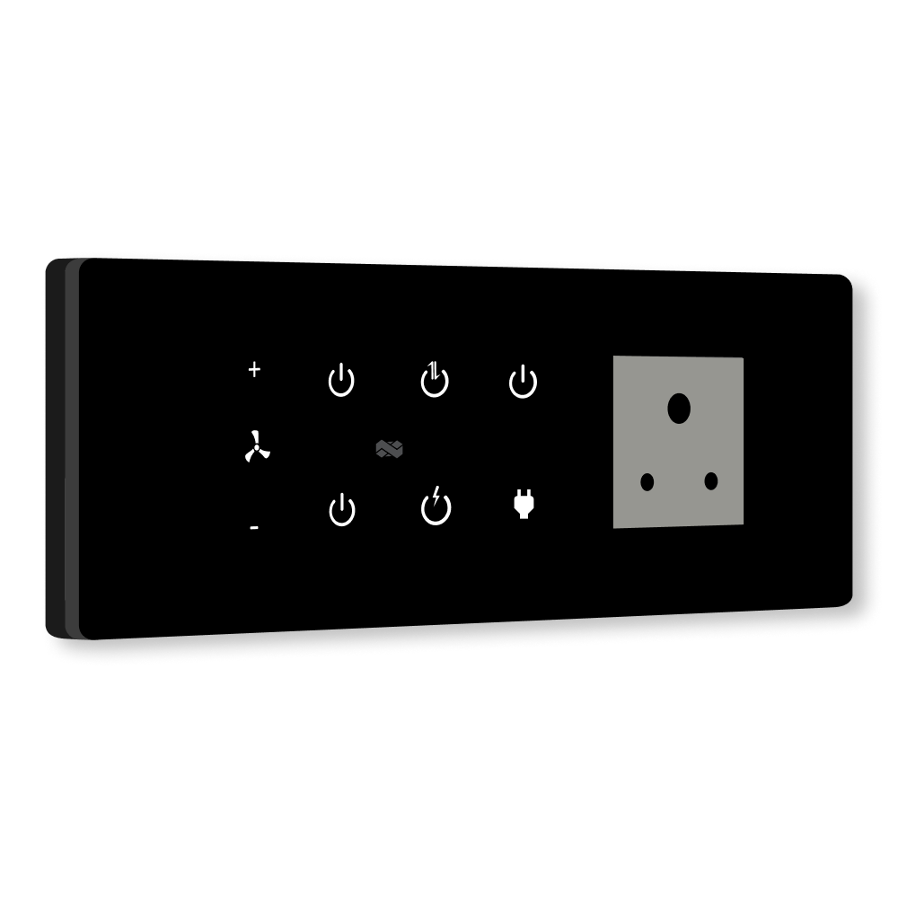 8 Gang (5 Switch + 1 Fan + 1 Plug) IR Remote & Wi-Fi Touch Switch