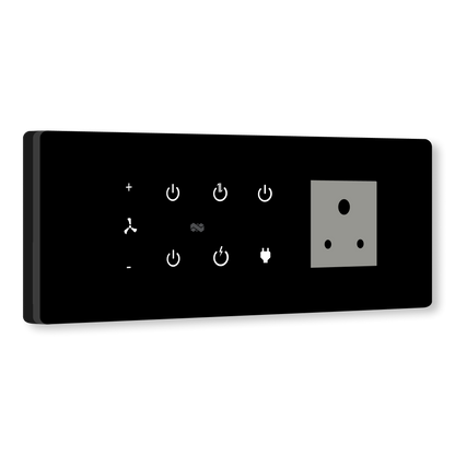 8 Gang (5 Switch + 1 Fan + 1 Plug) IR Remote & Wi-Fi Touch Switch