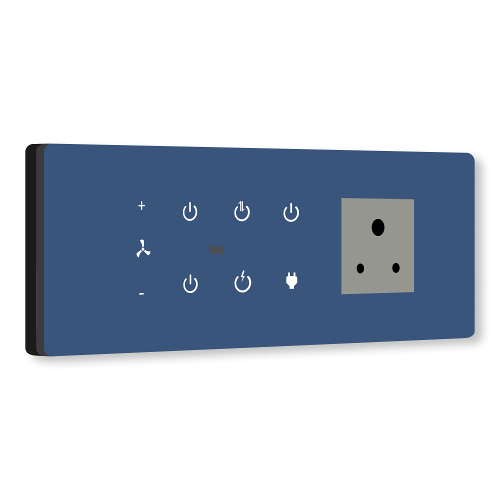 8 Gang (5 Switch + 1 Fan + 1 Plug) IR Remote & Wi-Fi Touch Switch