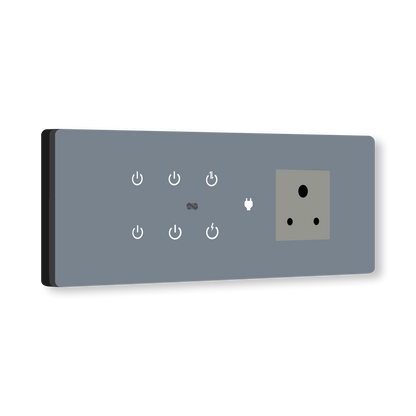 8 Gang (6 Switch + 1 Plug) IR Remote & Wi-Fi Touch Switch
