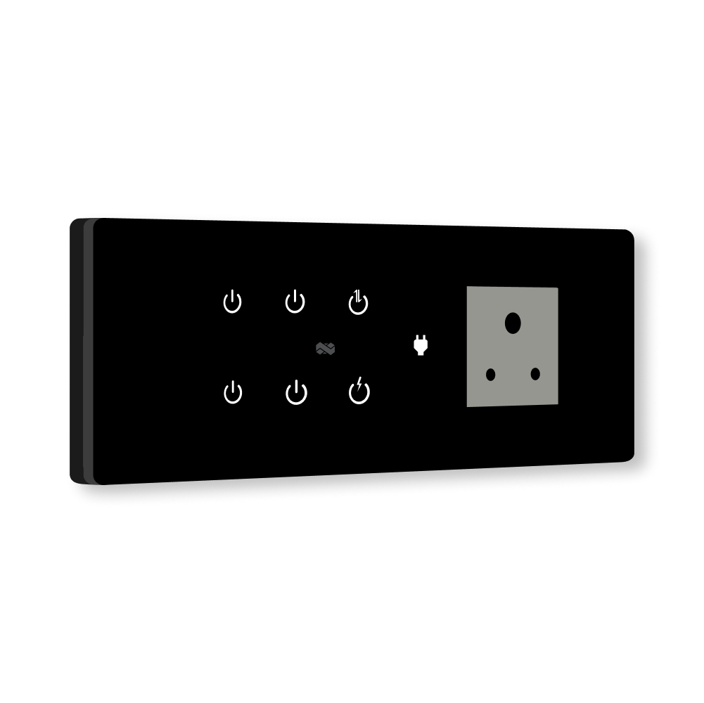 8 Gang (6 Switch + 1 Plug) IR Remote & Wi-Fi Touch Switch