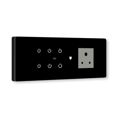 8 Gang (6 Switch + 1 Plug) IR Remote & Wi-Fi Touch Switch