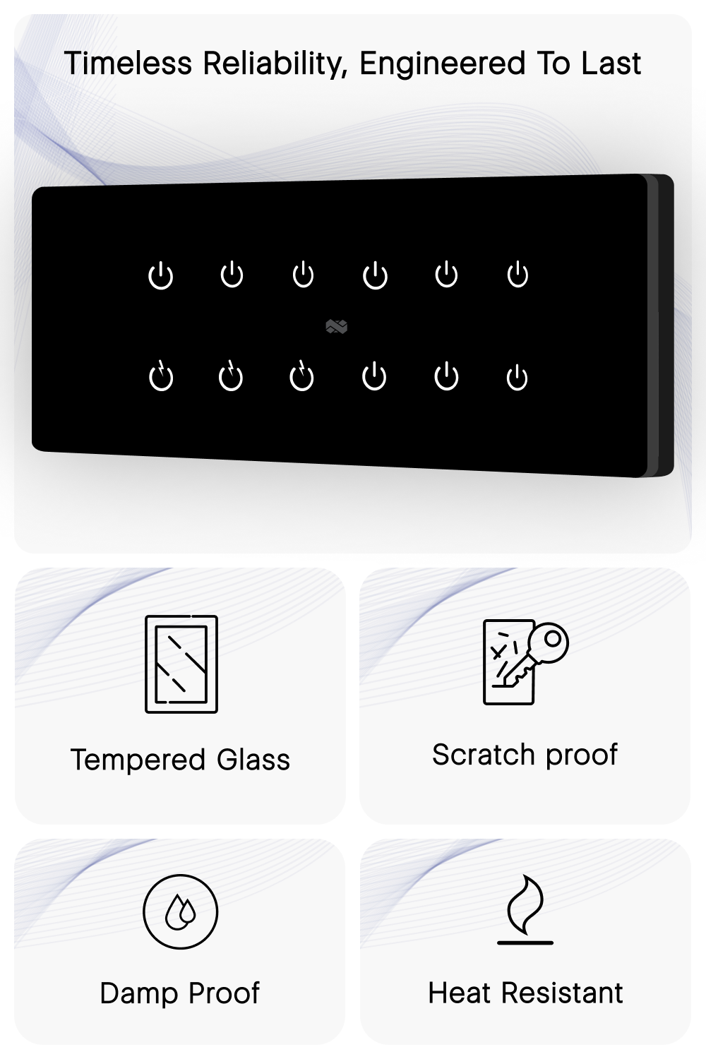 8 Gang (12 Switch) IR Remote & Wi-Fi Touch Switch