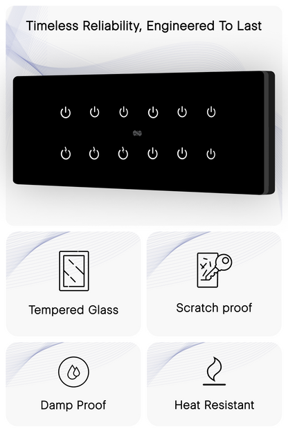 8 Gang (12 Switch) IR Remote & Wi-Fi Touch Switch