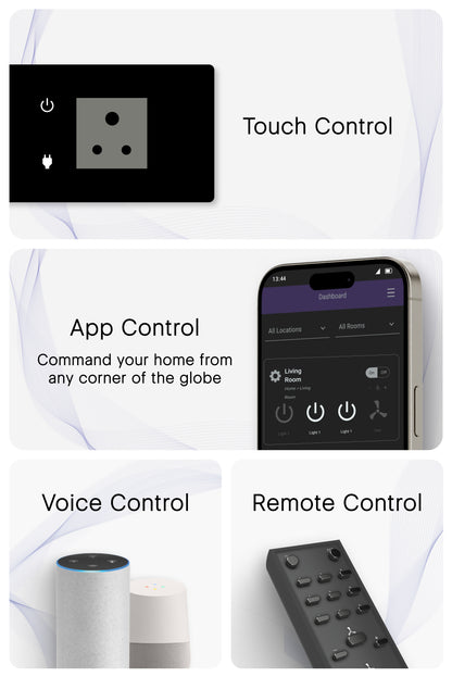 8 Gang (5 Switch + 1 Fan + 1 Plug) IR Remote & Wi-Fi Touch Switch