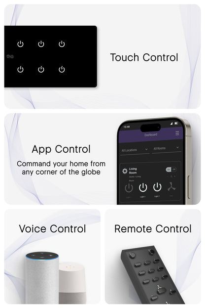 8 Gang (12 Switch) IR Remote & Wi-Fi Touch Switch
