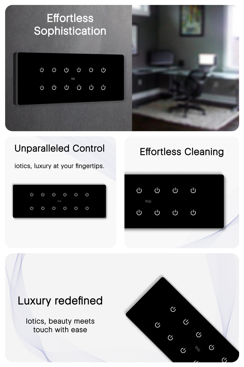 8 Gang (12 Switch) IR Remote & Wi-Fi Touch Switch