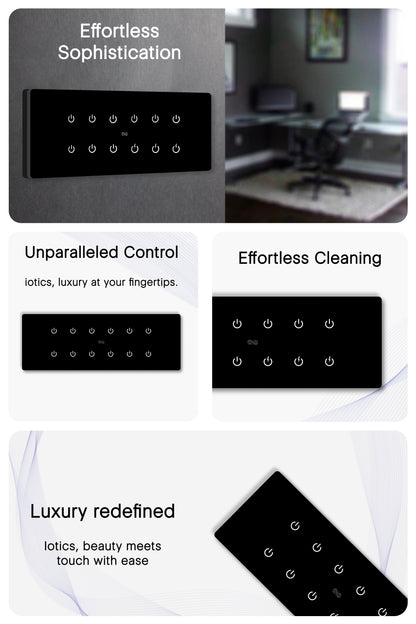 8 Gang (12 Switch) IR Remote & Wi-Fi Touch Switch