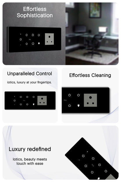 8 Gang (5 Switch + 1 Dimmer + 1 Plug) IR Remote & Wi-Fi Touch Switch