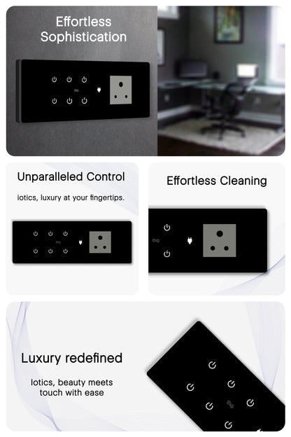 8 Gang (6 Switch + 1 Plug) IR Remote & Wi-Fi Touch Switch