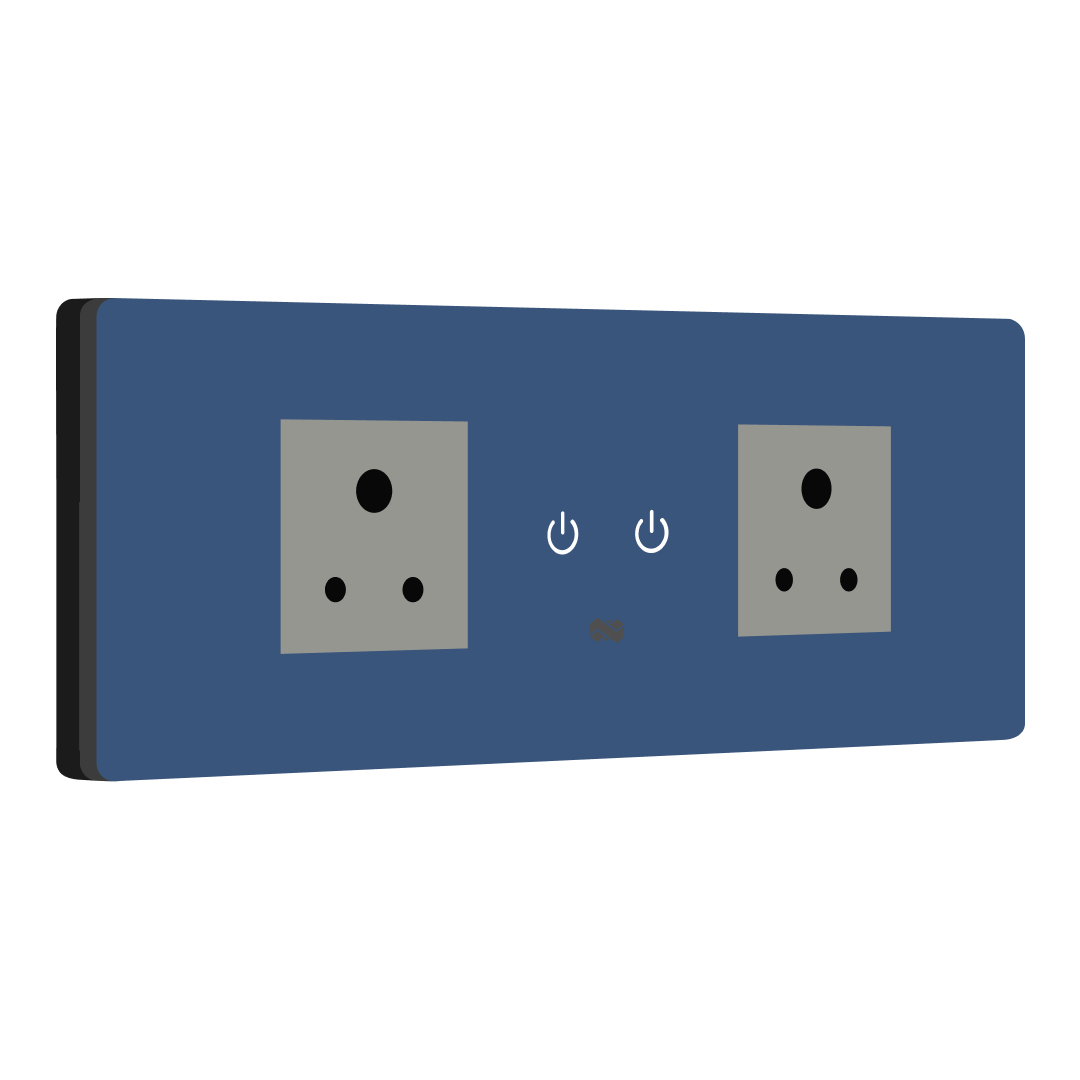 8 Gang (2 Plugs) IR Remote & Smart Wi-Fi Touch Switch - Blue